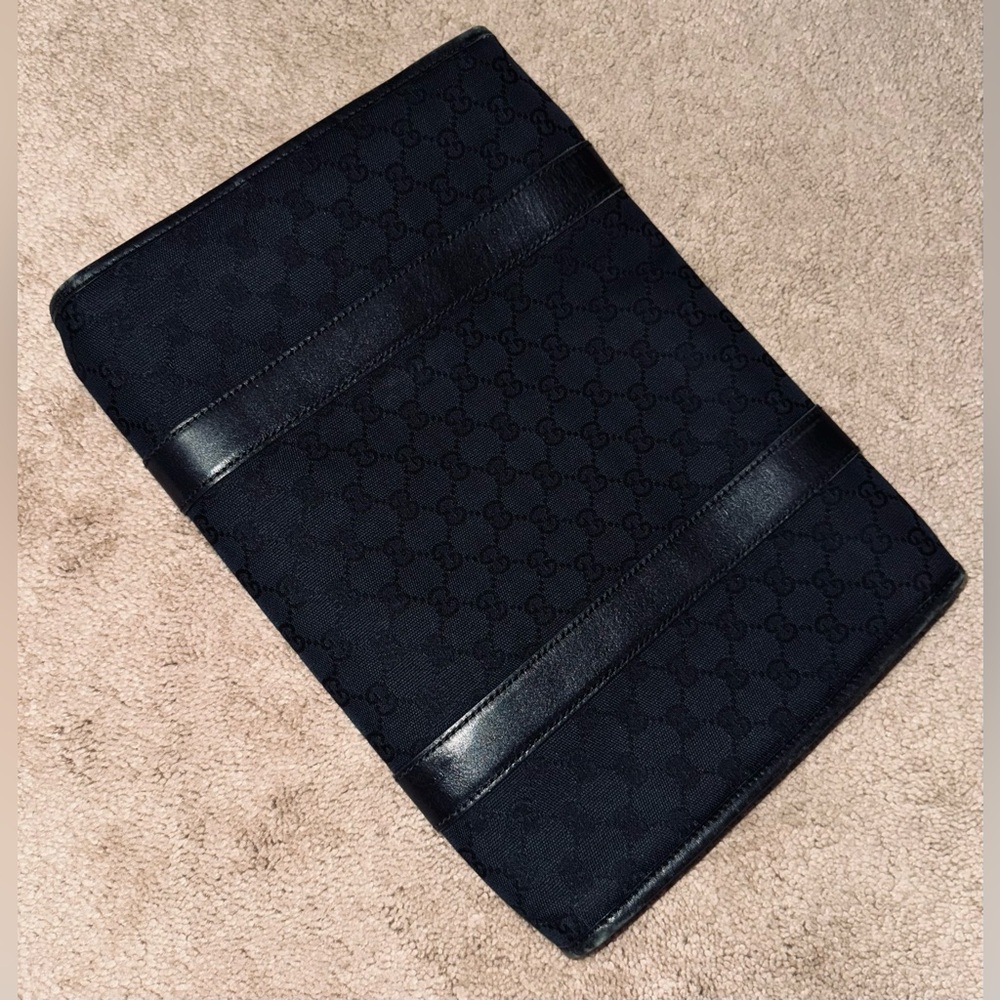Gucci AUTHENTIC Vintage Monogram GG Black Canvas Clutch Bag File Laptop Case - Picture 6 of 16